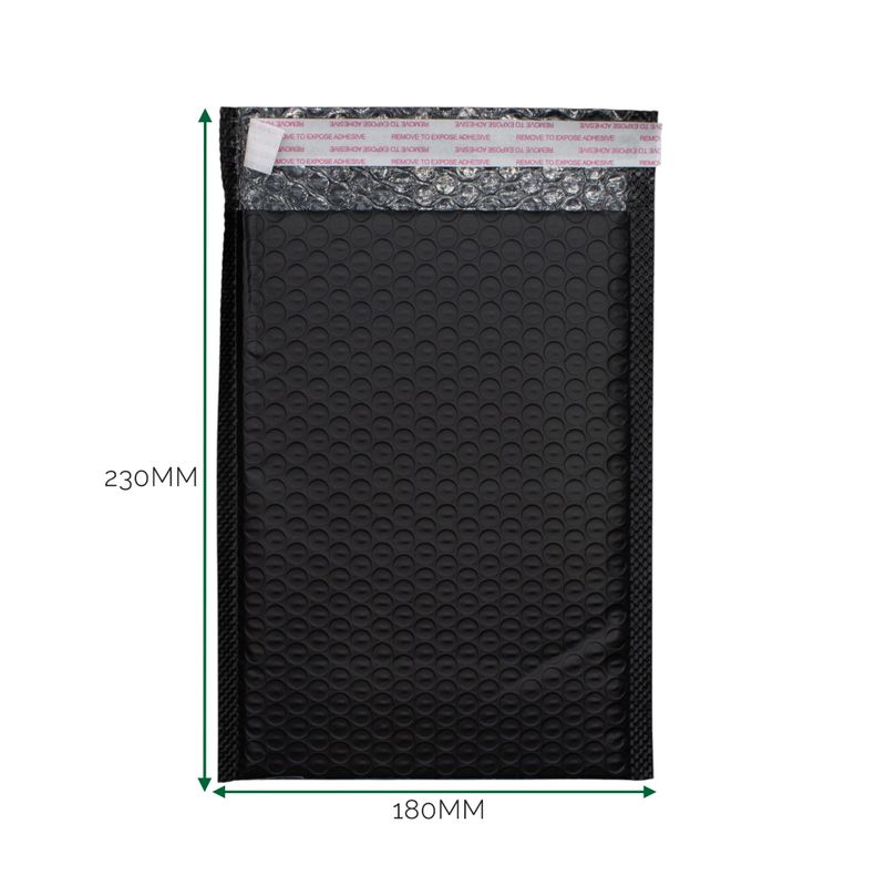 Sobre acolchado de burbuja de polietileno negro (180x230+40mm)
