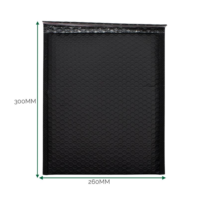 Sobre de burbuja de polietileno negro (260x300+40mm)