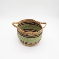 Cestas grandes de algodón y pasto marino - natural, negro y verde - juego de 3
