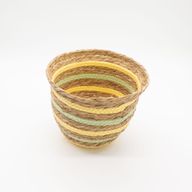 Cestas con forma de jarrón de hierba marina y paja - Amarillo natural y verde - Juego de 3