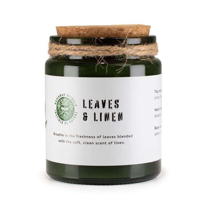 Greenman Woodwick Soy Candle - Hojas y Lino