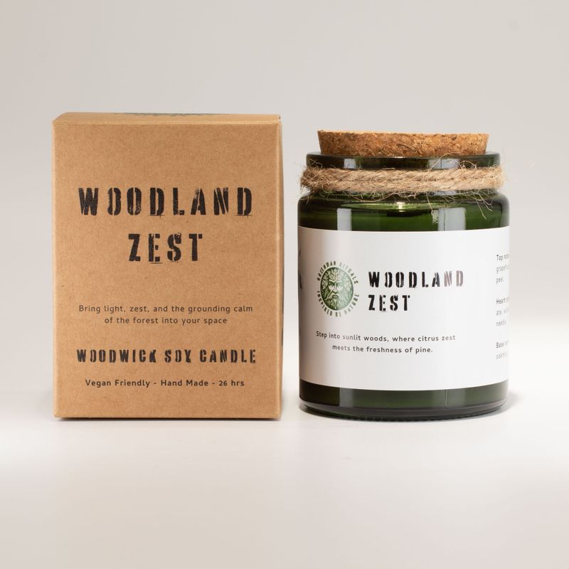 Vela de soja Greenman Woodwick - Esencia del Bosque