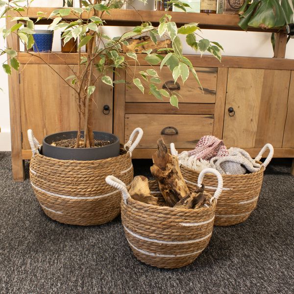Cesta Cuadrada de Hoja de Plátano y Hierba Marina