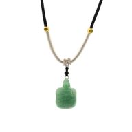 Collar de cuerda Colgante de piedra preciosa - Tortuga de jade