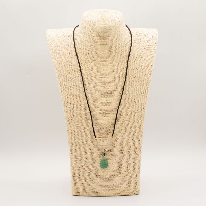 Collar de cuerda Colgante de piedra preciosa - Tortuga de jade