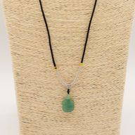 Collar de cuerda Colgante de piedra preciosa - Tortuga de jade
