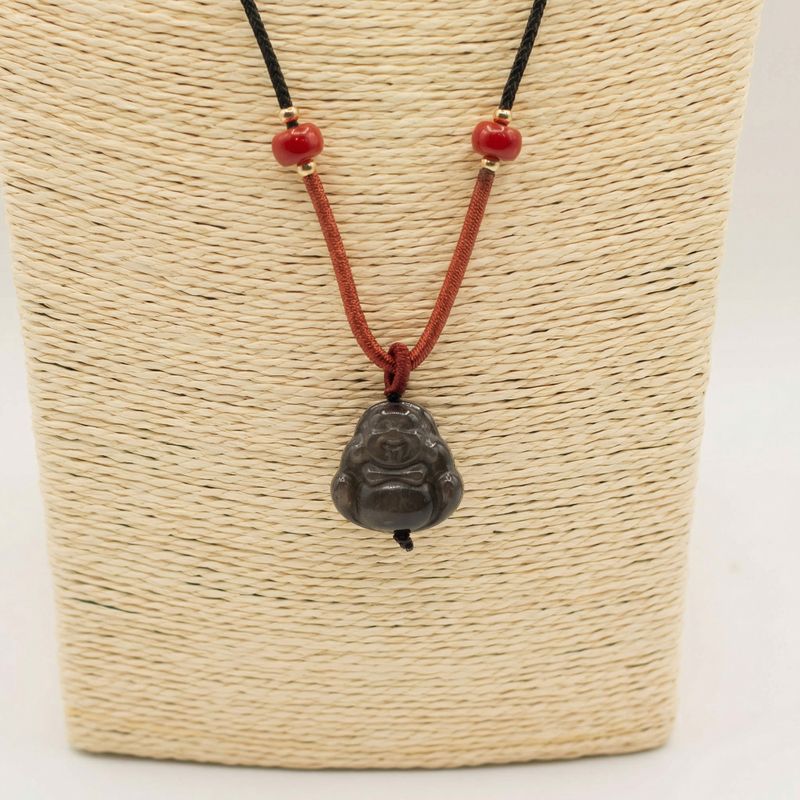 Colgantes geniales de piedras preciosas - Buda de obsidiana Sliver