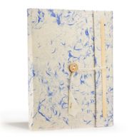 Cuaderno de algodón azul mixto Lokta grande (21x15cm) - 45 hojas - incluye marcador