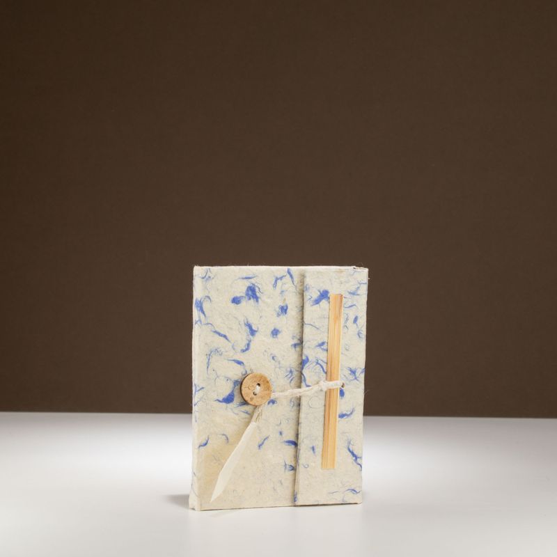 Cuaderno grande de algodón azul mixto Mini Lokta (12x8cm) 40 hojas