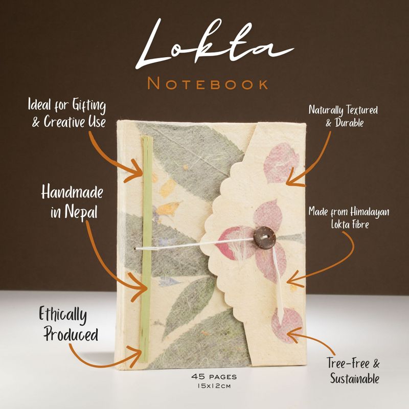 Cuaderno grande de Lokta Bougainvillea (15x12cm) - 45 hojas