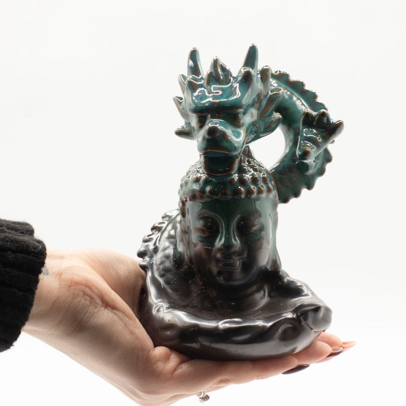 Quemador de incienso de flujo inverso - Dragón sobre Buda