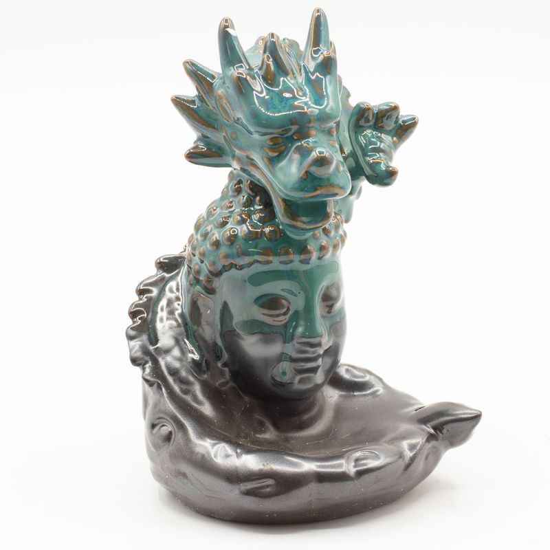 Quemador de incienso de flujo inverso - Dragón sobre Buda
