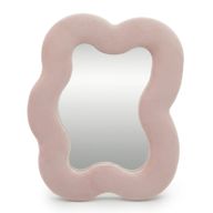 Espejo suave y ondulado – Guijarro cuadrado – Rosa suave (22.5 x 27 x 2.3 cm)