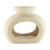 Quemador de aceite cerámico Zen - guijarro ovalado - blanco roto moteado