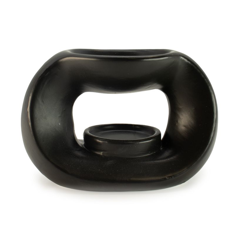 Quemador de aceite Zen cerámico - guijarro ovalado - negro mate