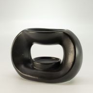 Quemador de aceite Zen cerámico - guijarro ovalado - negro mate