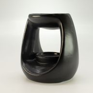 Quemador de aceite cerámico Zen - Gran guijarro ovalado - Negro mate