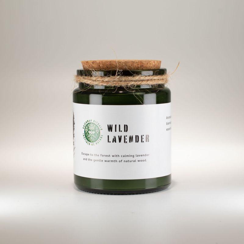 Vela de soja Woodwick Greenman - Lavanda Silvestre