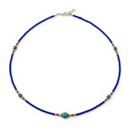 Collar nepalí de gemas extrafinas - ónix azul y árbol de la vida