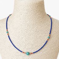 Collar nepalí de gemas extrafinas - ónix azul y árbol de la vida