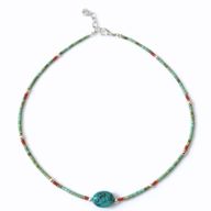 Collar nepalí de gemas extrafinas - Turquesa y piedra