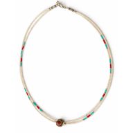 Collar nepalí extrafino de dos vueltas - Colgante de perla y turquesa