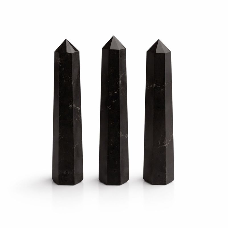 Punta obelisco de seis caras de piedra preciosa, aprox. 11 cm - Turmalina negra