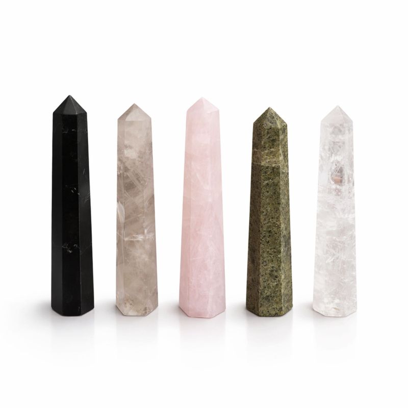 Punta obelisco de seis caras de piedra preciosa, aprox. 11 cm - Turmalina negra