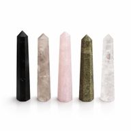 Punta obelisco de seis caras de piedra preciosa aprox. 11 cm - cuarzo rosa