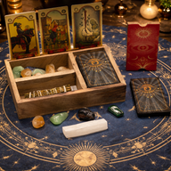 Caja de Tarot de Tres Secciones con Soporte para Cartas