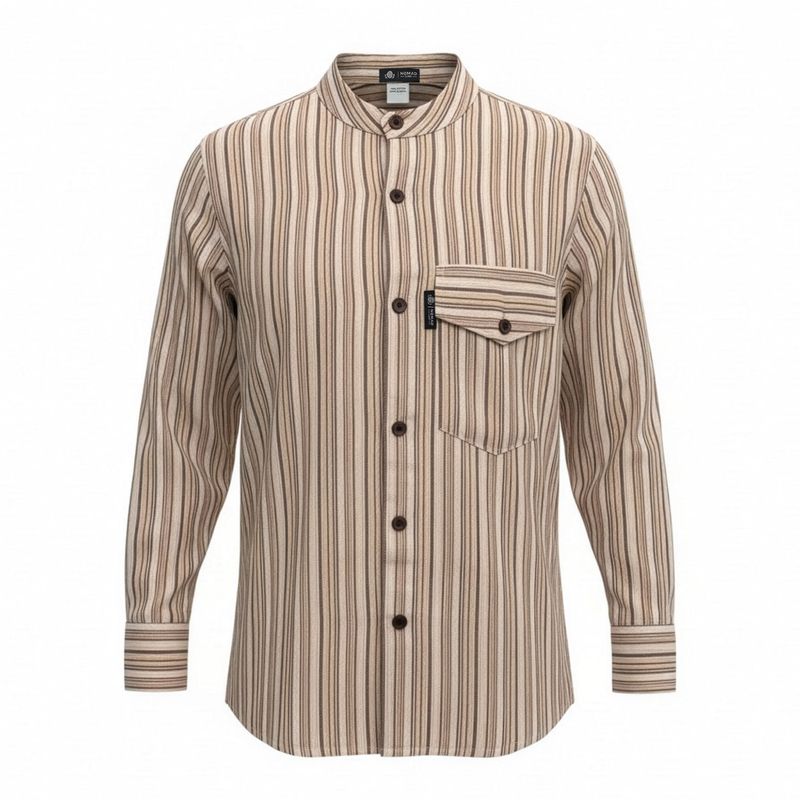Nomad Sari Grandad Shirt - Marrón Beige - Grande