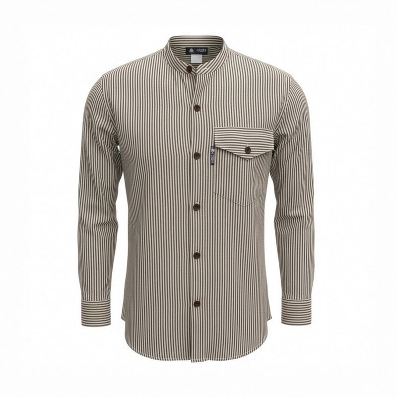 Nomad Sari Grandad Shirt - Piedra Gris - Mediano