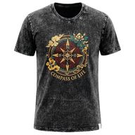 Nomad Sari Camiseta de algodón lavado a la piedra - Brújula de la Vida - Gris carbón - XL