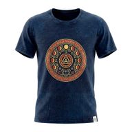Nomad Sari Stonewashed Cotton T-Shirt - Mantente salvaje, hijo de la luna - Azul - Mediano