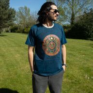 Nomad Sari Stonewashed Cotton T-Shirt - Mantente salvaje, hijo de la luna - Azul - Mediano