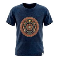Camiseta de algodón lavado a piedra Nomad Sari - Mantente salvaje, hijo de la luna - Azul - Grande