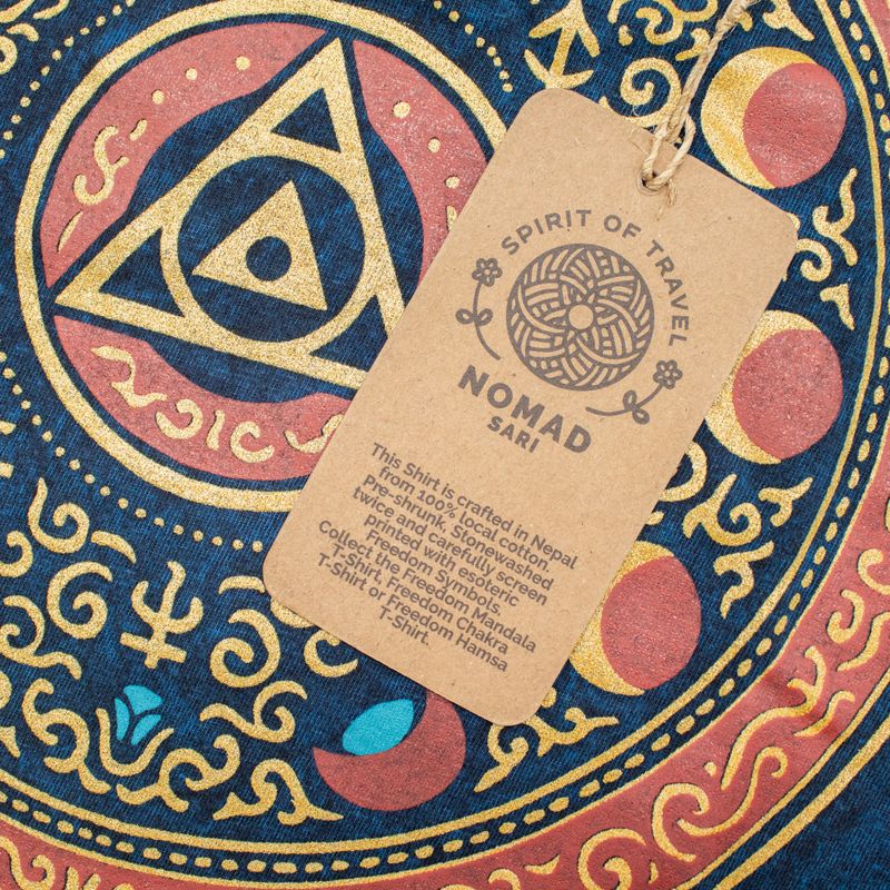 Camiseta de algodón lavado a piedra Nomad Sari - Mantente salvaje, hijo de la luna - Azul - Grande