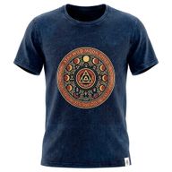 Nomad Sari Camiseta de algodón lavado a la piedra - Mantente Salvaje, Hijo de la Luna - Azul - XL