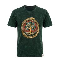 Nomad Sari Camiseta de algodón lavado a piedra - Árbol de la Vida - Verde - Pequeño