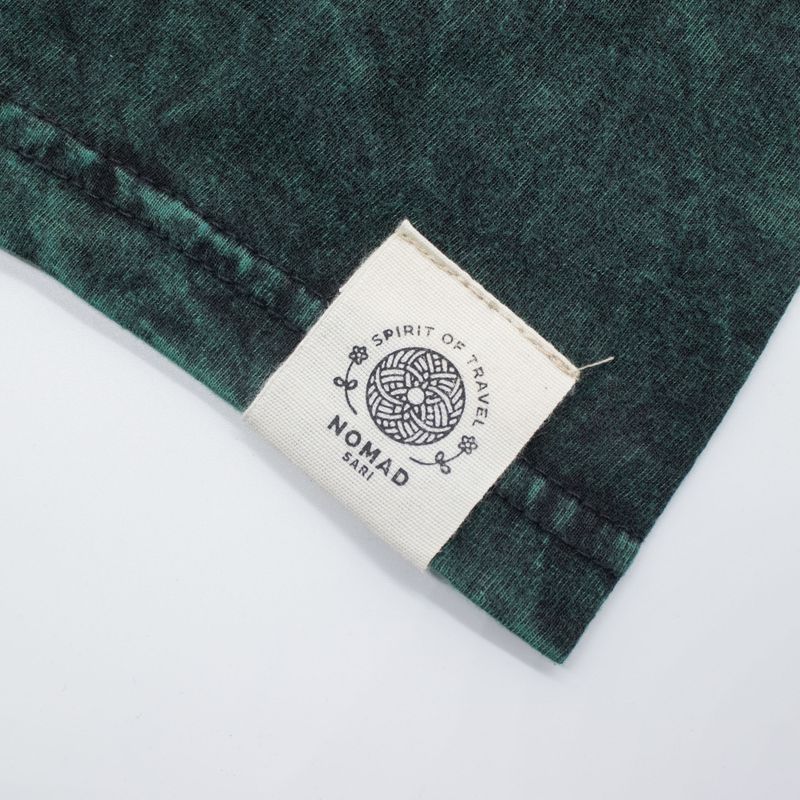 Nomad Sari Camiseta de algodón lavado a piedra - Árbol de la Vida - Verde - Mediano