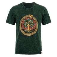 Nomad Sari Camiseta de algodón lavado a piedra - Árbol de la Vida - Verde - Grande