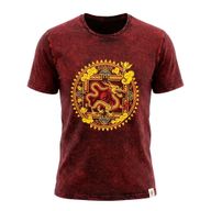 Nomad Sari Camiseta de algodón lavado a piedra - Mandala de Dragón - Granate - Mediano
