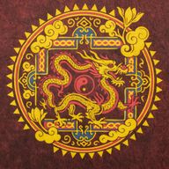 Nomad Sari Camiseta de algodón lavado a piedra - Mandala de Dragón - Granate - Mediano