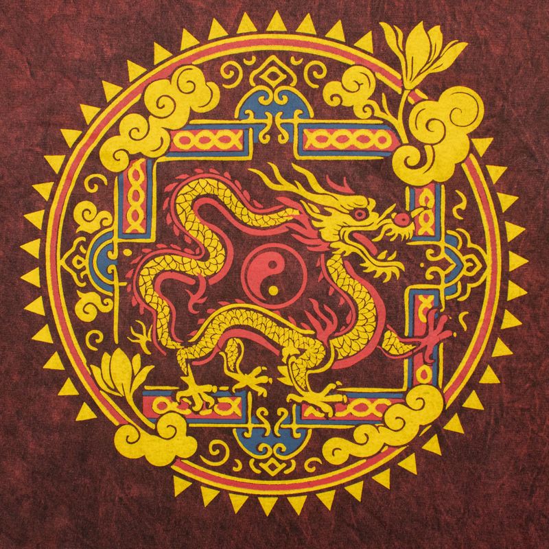 Nomad Sari Camiseta de algodón lavado a la piedra - Mandala de dragón - granate - Grande