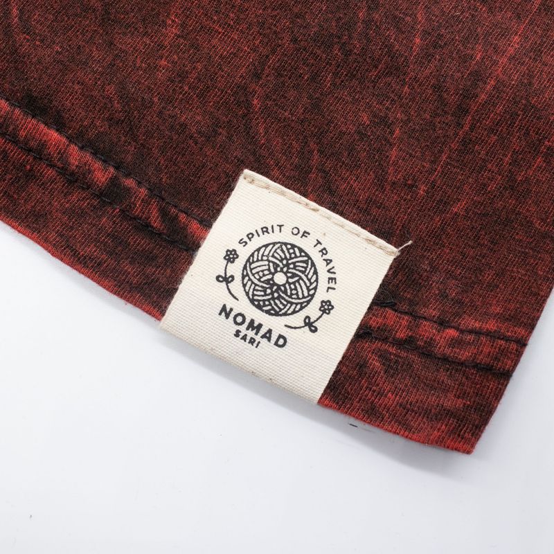 Nomad Sari Camiseta de algodón lavado a la piedra - Mandala de dragón - granate - Grande