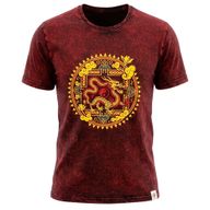 Nomad Sari Camiseta de algodón lavado a piedra - Mandala de Dragón - Granate - XL