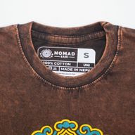 Nomad Sari Camiseta de algodón lavado a piedra - Sol y Zodiaco - Marrón - Talla S