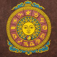 Nomad Sari Camiseta de algodón lavado a piedra - Sol y Zodiaco - Marrón - Talla S
