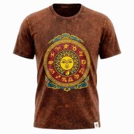 Nomad Sari Camiseta de algodón lavado a piedra - Sol y Zodíaco - Marrón - XL
