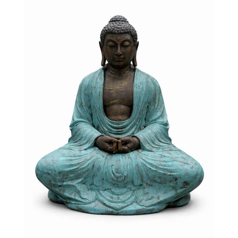 Buda tailandés grande de turquesa y piedra - 0.96m